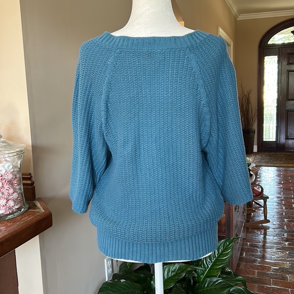 J Jill teal 3/4 sleeve v-neck sweater szS - Picture 4 of 11